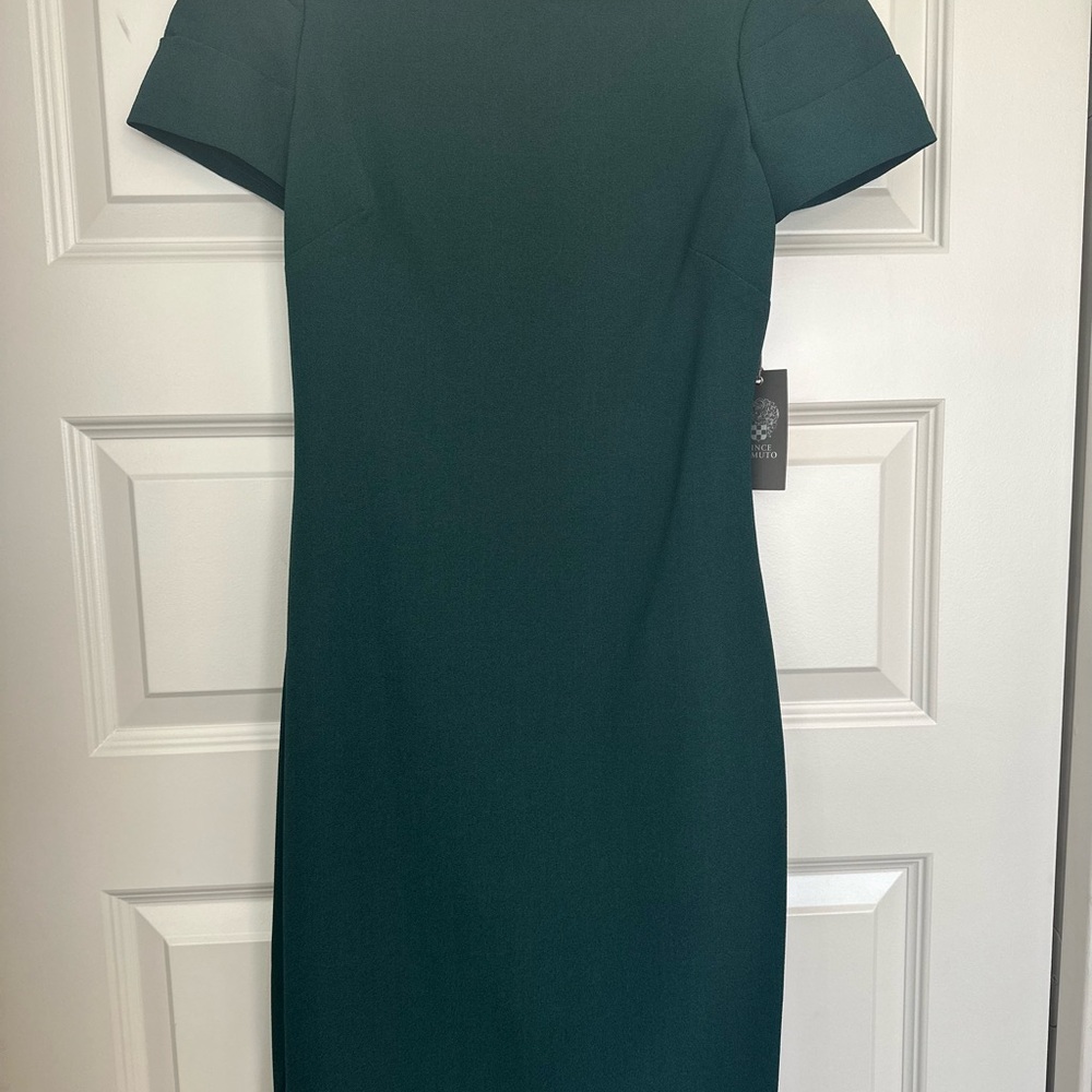 Vince Camuto Green Sheath Mini Dress Crew Neck Short Sleeve